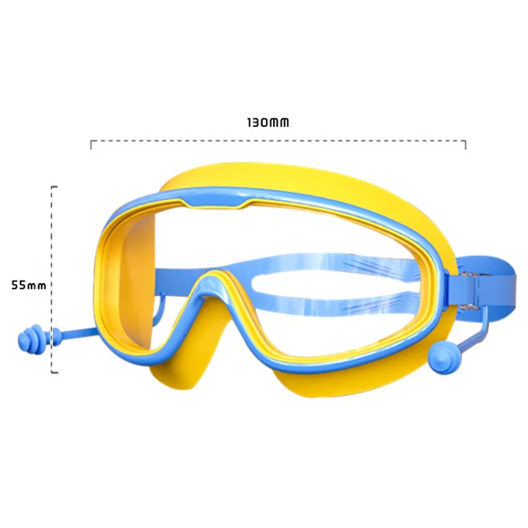 Large Frame Waterproof and Anti-fog HD Transparent Children Swimming Goggles(Black Green) - Image 3