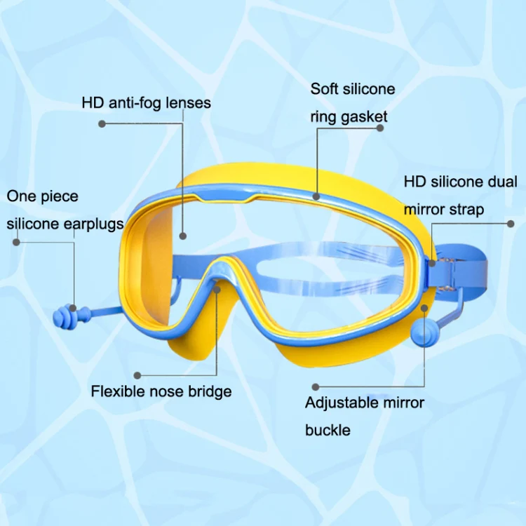Large Frame Waterproof and Anti-fog HD Transparent Children Swimming Goggles(Black Green) - Image 4