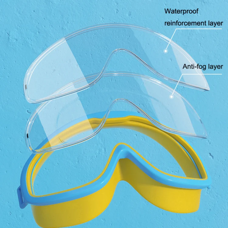 Large Frame Waterproof and Anti-fog HD Transparent Children Swimming Goggles(Black Green) - Image 5