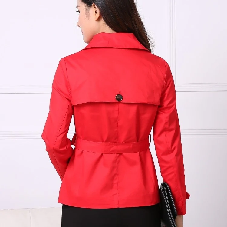 Large Lapel Double-breasted Short Slim Windbeaker - Image 5