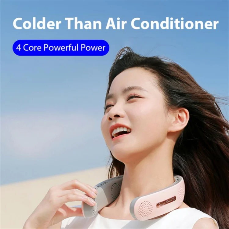 Lazy Hanging Neck Fan Bladeless Silent Sports Fan,Model: A306 Four -core 4000 mAh Pink - Image 6