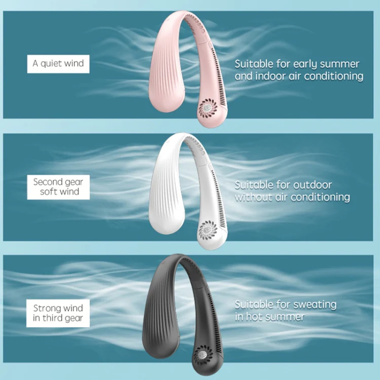 Lazy Hanging Neck Fan Bladeless Silent Sports Fan,Model: T36 Black 3000 mAh - Image 2