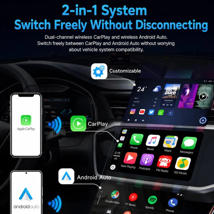 LC969D Car Baby Monitor Night Vision HD Smart Camera, Spec: CarPlay Box + Camera - Image 5