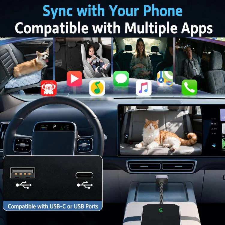 LC969D Car Baby Monitor Night Vision HD Smart Camera, Spec: CarPlay Box + Camera - Image 7