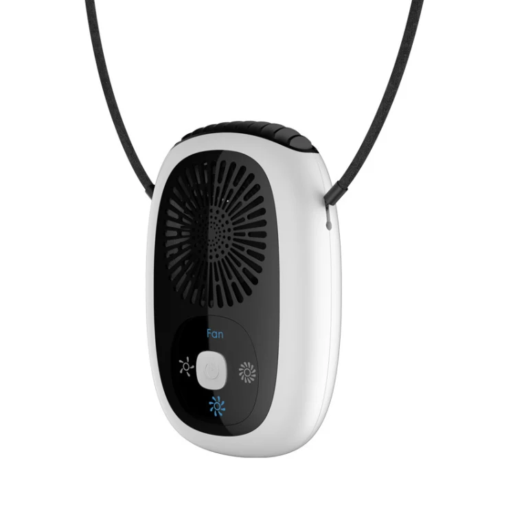 Leafless Hanging Neck Fan Mini Handheld Fan USB Rechargeable Fan With Negative Ions White