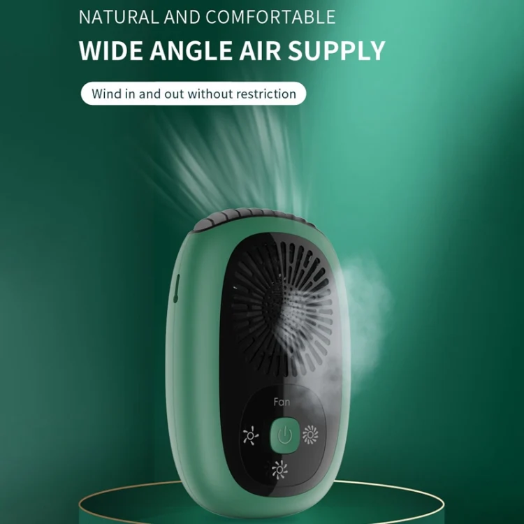 Leafless Hanging Neck Fan Mini Handheld Fan USB Rechargeable Fan With Negative Ions White - Image 3