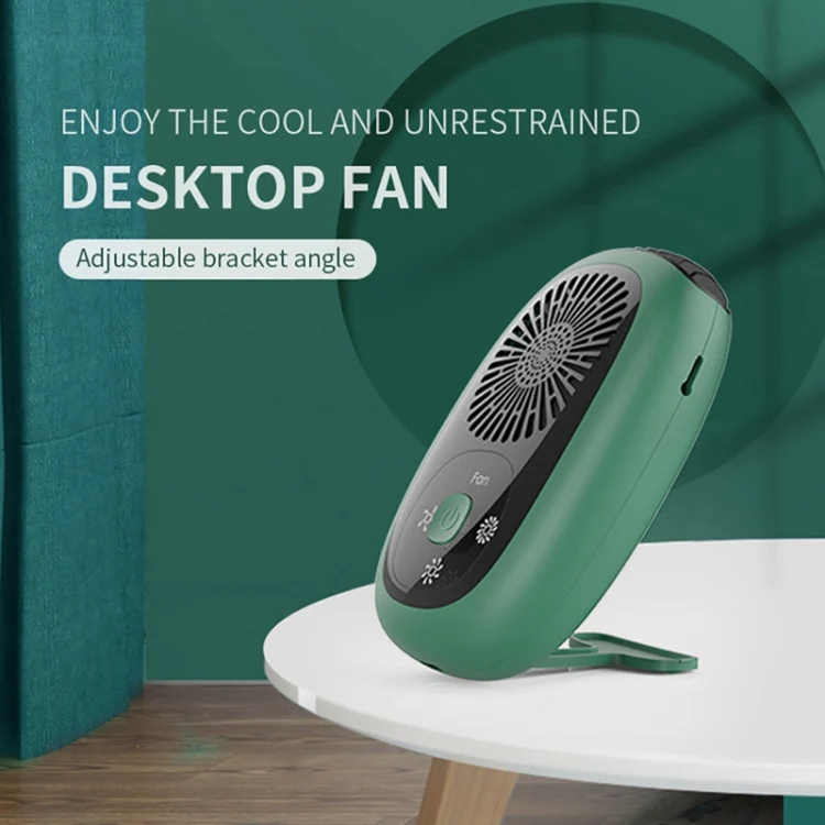 Leafless Hanging Neck Fan Mini Handheld Fan USB Rechargeable Fan With Negative Ions White - Image 4