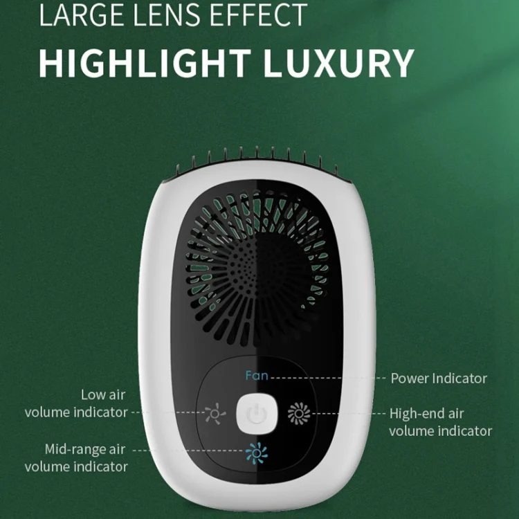 Leafless Hanging Neck Fan Mini Handheld Fan USB Rechargeable Fan With Negative Ions White - Image 5