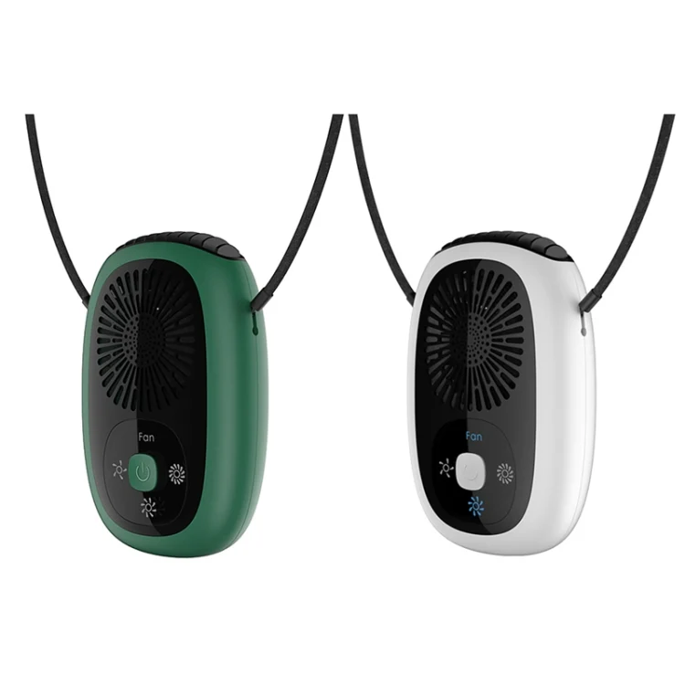 Leafless Hanging Neck Fan Mini Handheld Fan USB Rechargeable Fan Without Negative Ions Green - Image 2