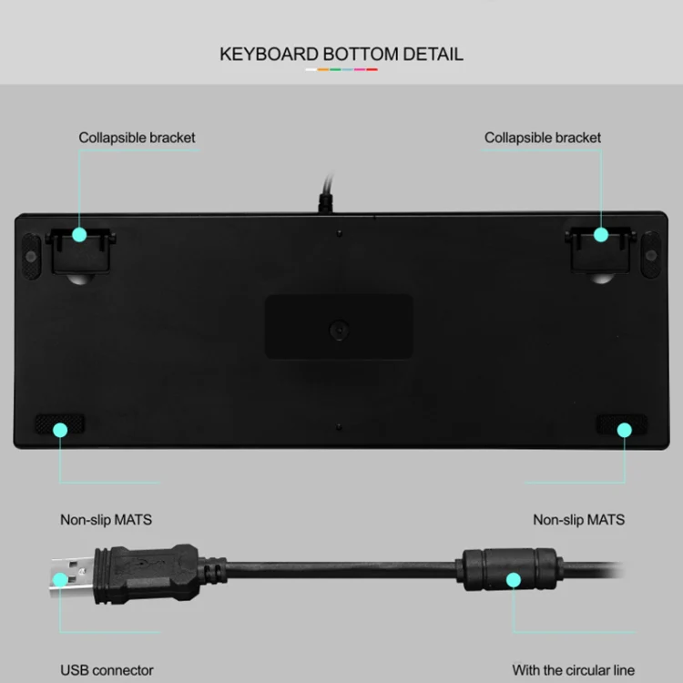 LEAVEN K550 87 Keys Green Shaft Gaming Athletic Office Notebook Punk Mechanical Keyboard, Cable Length: 1.8m(Black) - Image 5