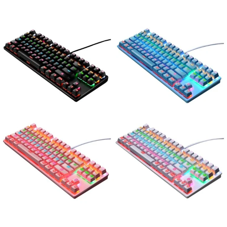 LEAVEN K550 87 Keys Green Shaft Gaming Athletic Office Notebook Punk Mechanical Keyboard, Cable Length: 1.8m(White) - Image 10