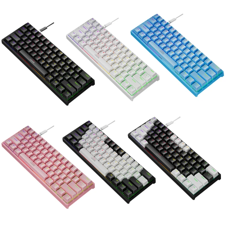 LEAVEN K620 61 Keys Hot Plug-in Glowing Game Wired Mechanical Keyboard, Cable Length: 1.8m, Color: Black White Red Shaft - Image 2
