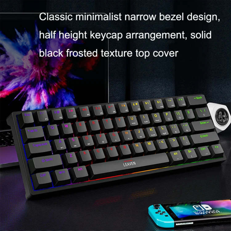 LEAVEN K620 61 Keys Hot Plug-in Glowing Game Wired Mechanical Keyboard, Cable Length: 1.8m, Color: Pink Green Shaft - Image 6