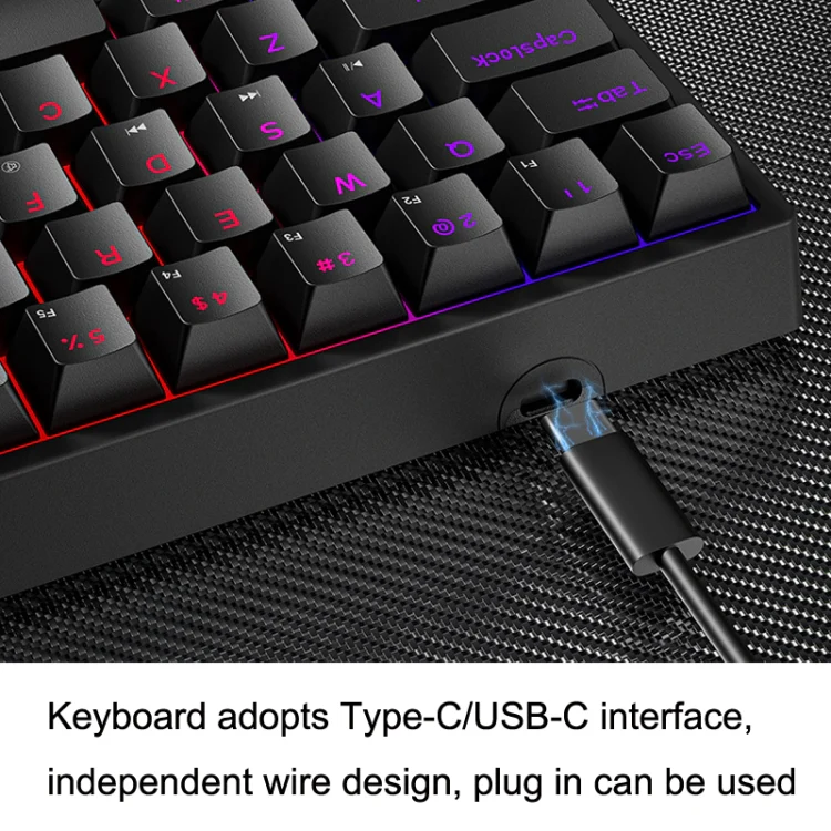 LEAVEN K620 61 Keys Hot Plug-in Glowing Game Wired Mechanical Keyboard, Cable Length: 1.8m, Color: White Green Shaft - Image 5
