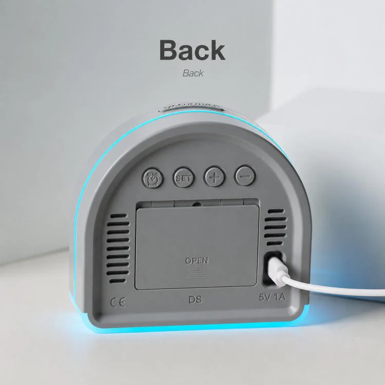 LED Digital Alarm Clock with Bottom Ambient Light Desk Clock with Temperature DST Dual Alarm(5533A Wood Grain) - Image 5