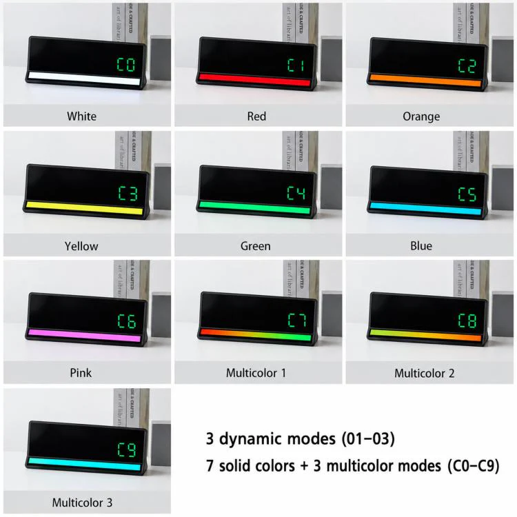 LED Digital Alarm Clock with Sound-Activated RGB Light Large Display with Date/Day/Temperature Support USB Output(6675 White+Blue) - Image 5