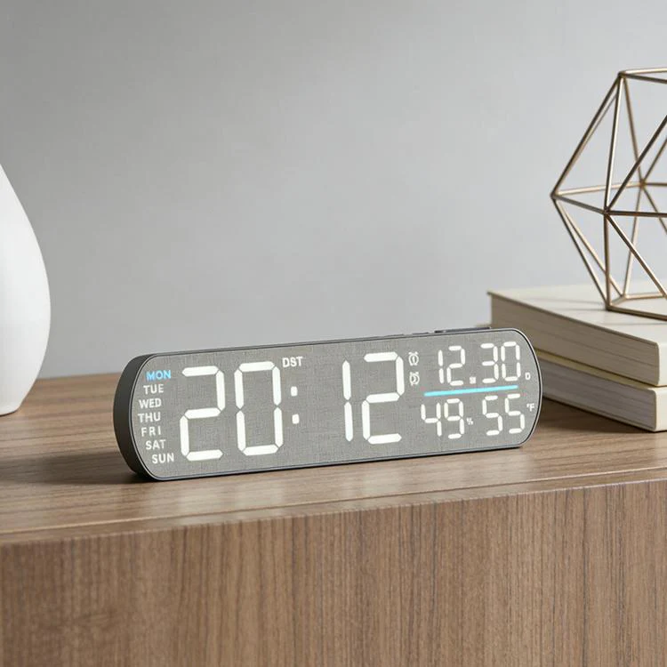 LED Digital Alarm Clock With Temperature Display DST Dual Alarm 6665B Fabric Texture