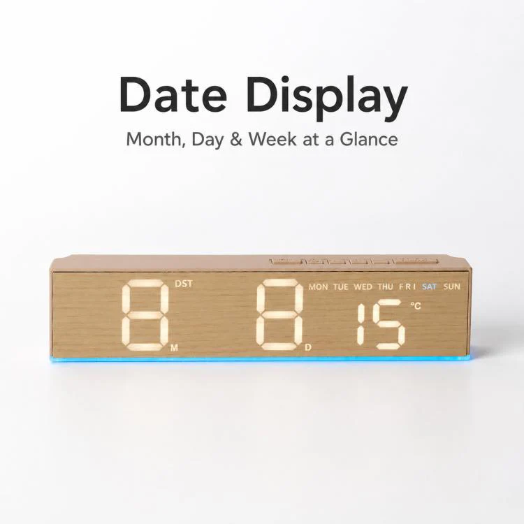 LED Digital Alarm Clock With Temperature Display DST Dual Alarm 6665B Fabric Texture - Image 6