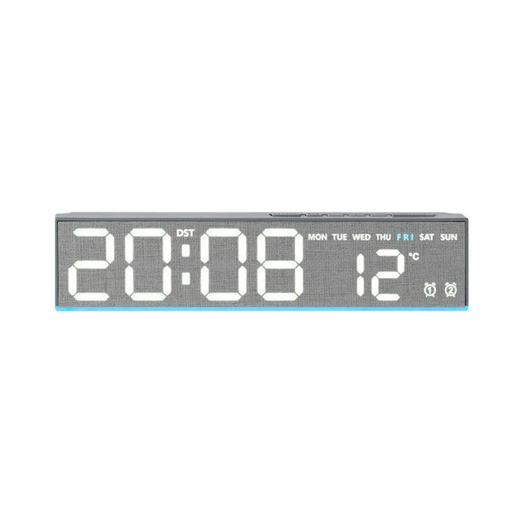 LED Digital Alarm Clock With Temperature Display DST Dual Alarm 6686B Fabric Texture - Image 2
