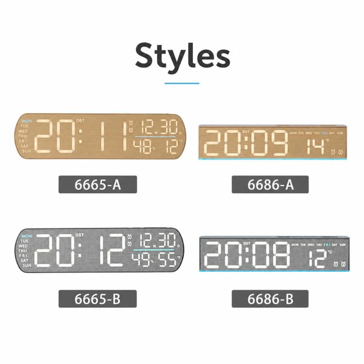 LED Digital Alarm Clock With Temperature Display DST Dual Alarm 6686B Fabric Texture - Image 7