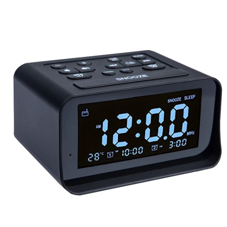 LED Digital Bedroom Alarm Clock With USB Charging Port Clock Radio Temperature Electronic Platform Clock, Specification: US Plug(Black) - Image 3