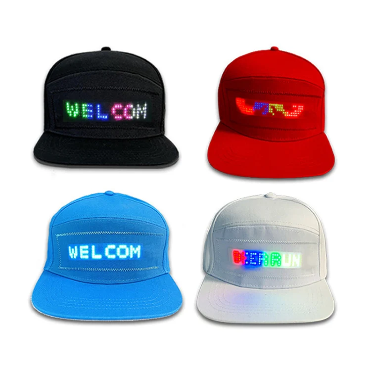 LED Luminous Advertising Hat DIY Words Pixel Lighting Rechargeable Bluetooth APP Control Scrolling Message Flexible Cap(Mixed Color Letter Black) - Image 2