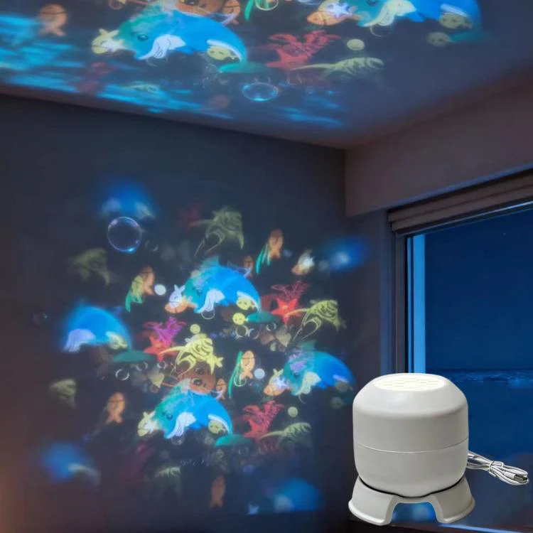 LED Projector Light 16 Patterns Rotating Stage Lamp With Adjustable Base, Style: Plug-in Ocean Series