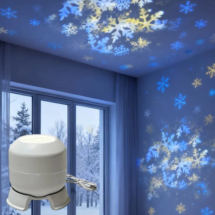 LED Projector Light 16 Patterns Rotating Stage Lamp With Adjustable Base, Style: Plug-in Snowflake Series