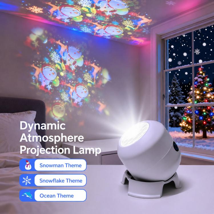 LED Projector Light 16 Patterns Rotating Stage Lamp With Adjustable Base, Style: Rechargeable+Touch Switch Christmas Series - Image 2