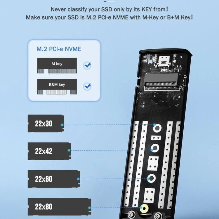 Lemorele SD1L M.2 NVMe SSD Enclosure Type-C 10Gbps Portable External Case - Image 6