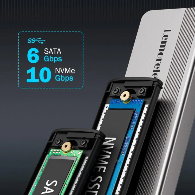 Lemorele SD2L Dual-Bay M.2 Enclosure NVMe SATA 10Gbps High-Speed Adapter - Image 5