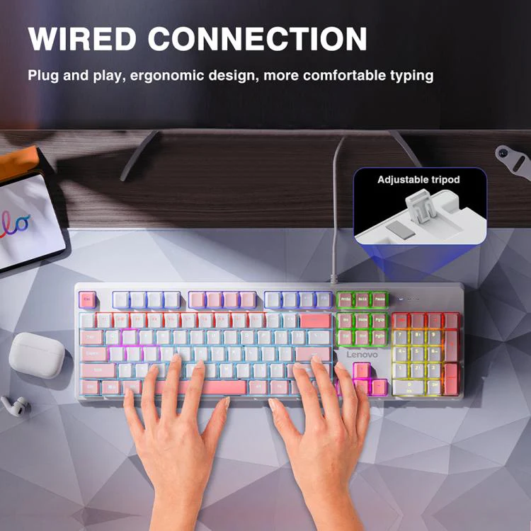 Lenovo GK10 RGB 104 Keys Wired Mechanical Keyboard, Type:Blue Axis(Cherry White) - Image 5