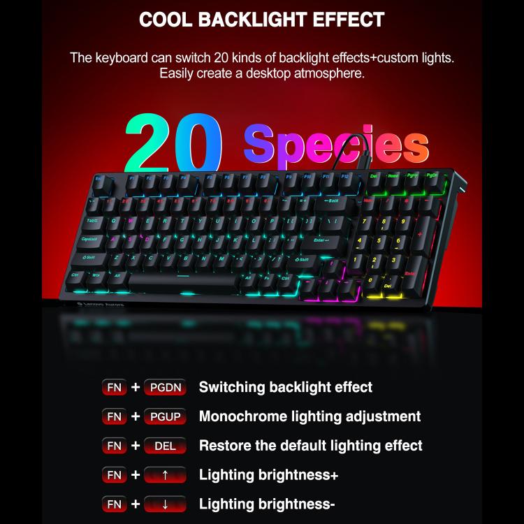 Lenovo GK10 RGB 98 Keys Wired Mechanical Keyboard, Type:Blue Axis(Black) - Image 5