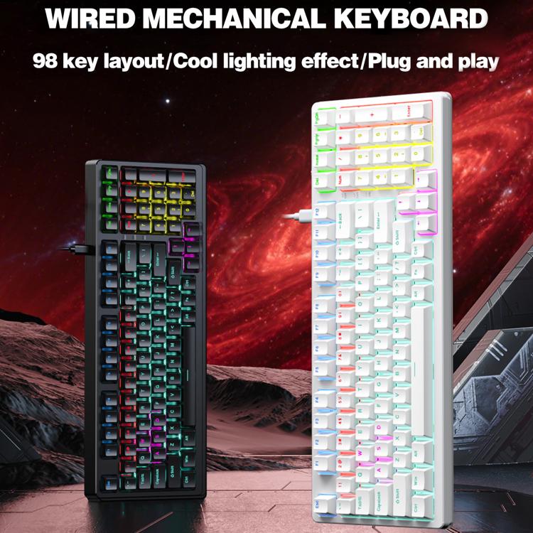 Lenovo GK10 RGB 98 Keys Wired Mechanical Keyboard, Type:Tea Axis(Black) - Image 3