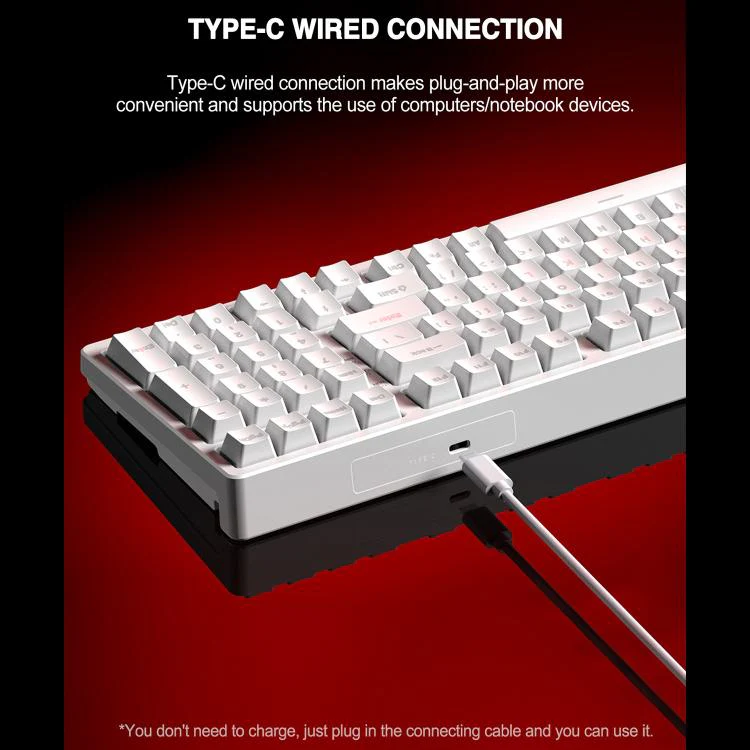 Lenovo GK10 RGB 98 Keys Wired Mechanical Keyboard, Type:Tea Axis(Black) - Image 6