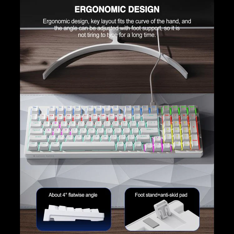 Lenovo GK10 RGB 98 Keys Wired Mechanical Keyboard, Type:Tea Axis(Black) - Image 7
