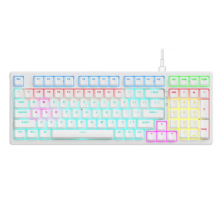 Lenovo GK10 RGB 98 Keys Wired Mechanical Keyboard, Type:Tea Axis(White)