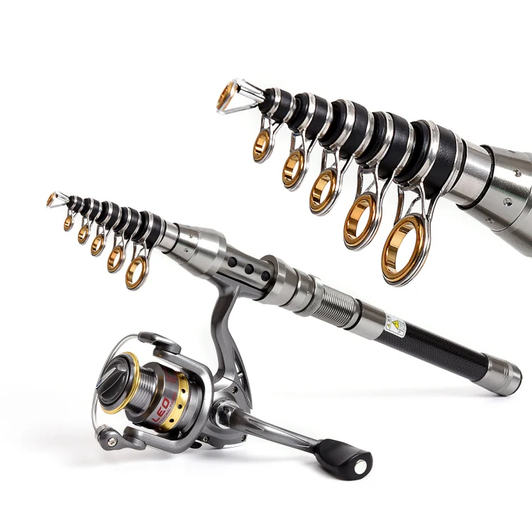 LEO 27593 Carbon Mini Fishing Rod Shrink Handle Throwing Poles, Length: 2.1m - Image 2