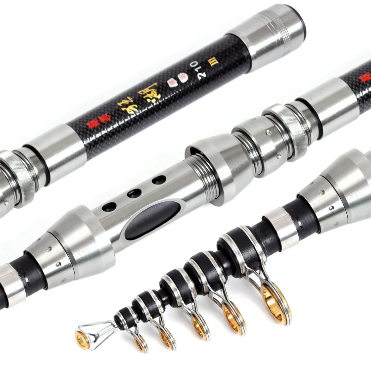 LEO 27593 Carbon Mini Fishing Rod Shrink Handle Throwing Poles, Length: 2.1m - Image 3
