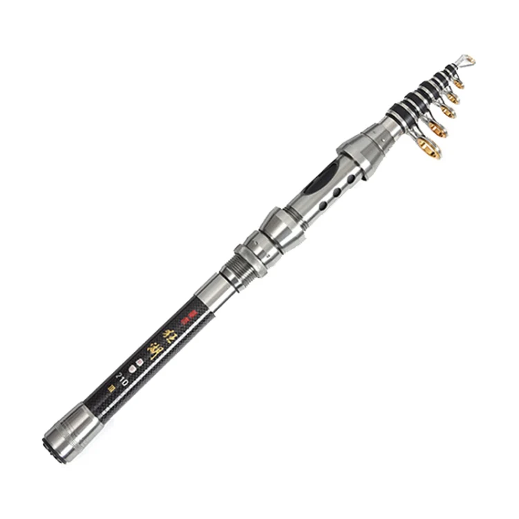 LEO 27593 Carbon Mini Fishing Rod Shrink Handle Throwing Poles, Length: 2.4m