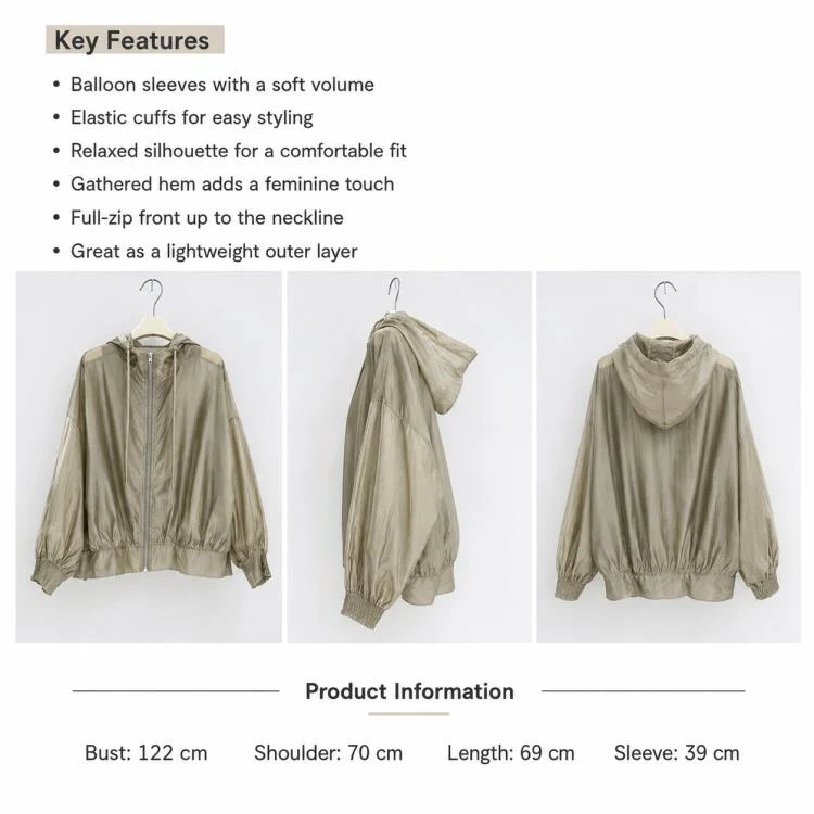 Lightweight Hooded Sun Protection Women Coat, Size:Free Size(Black) - Image 11