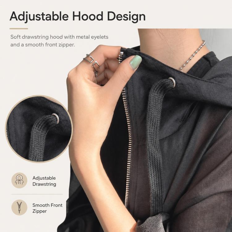 Lightweight Hooded Sun Protection Women Coat, Size:Free Size(White) - Image 5