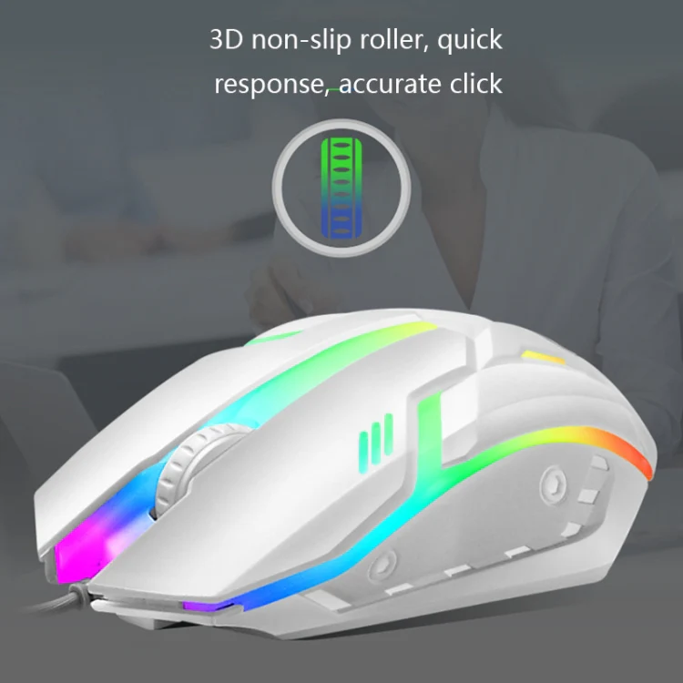 LIMEIDE GTX300 104 Keys Retro Round Key Cap USB Wired Mouse Keyboard, Cable Length: 1.4m, Colour: Punk Set White - Image 4