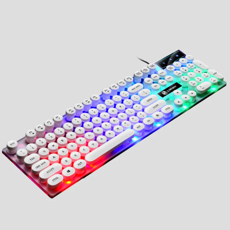 LIMEIDE GTX300 104 Keys Retro Round Key Cap USB Wired Mouse Keyboard, Cable Length: 1.4m, Colour: Punk Single Keyboard White - Image 2