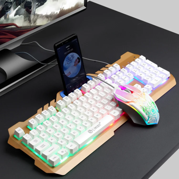 LIMEIDE T21 104Keys Wired Gaming Backlit Computer Manipulator Keyboard and Mouse Set, Cable Length: 1.4 m(White) - Image 2