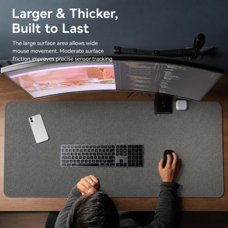 Linen Desk Pad Non Slip Rubber Keyboard Mouse Mat for Home Office Desktop Protector Stitched Edges, Size: 1000x500x4mm(Deep Coffee) - Image 2