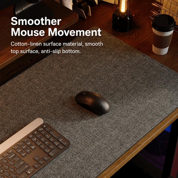 Linen Desk Pad Non Slip Rubber Keyboard Mouse Mat for Home Office Desktop Protector Stitched Edges, Size: 800x400x4mm(Beige) - Image 3