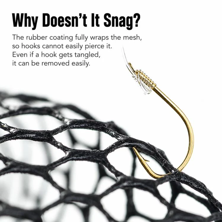 LINNHUE Foldable Rubber Coated Fishing Landing Net Head Anti-Snag Aluminum Alloy Frame Fly Fishing Mesh, Spec: 40cm(Black) - Image 6