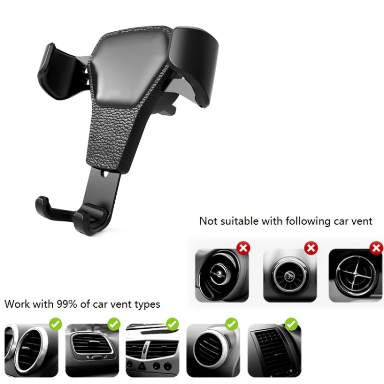 Litchi Texture Gravity Car Mount Phone Holder (Black) - Image 6