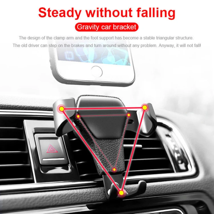 Litchi Texture Gravity Car Mount Phone Holder (Black) - Image 8